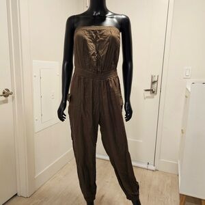 Women's Strapless Jumpsuit - Olive Green